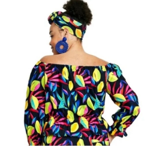 NWT Tabitha Brown x Target Lemon Print Bardot Top Off The Shoulder Size Medium - Picture 2 of 13
